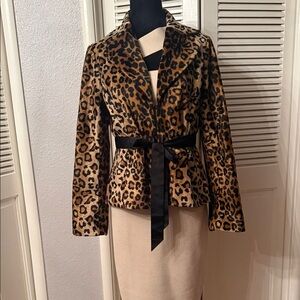 Nine West Leopard Print Teddy Jacket with Black Belt